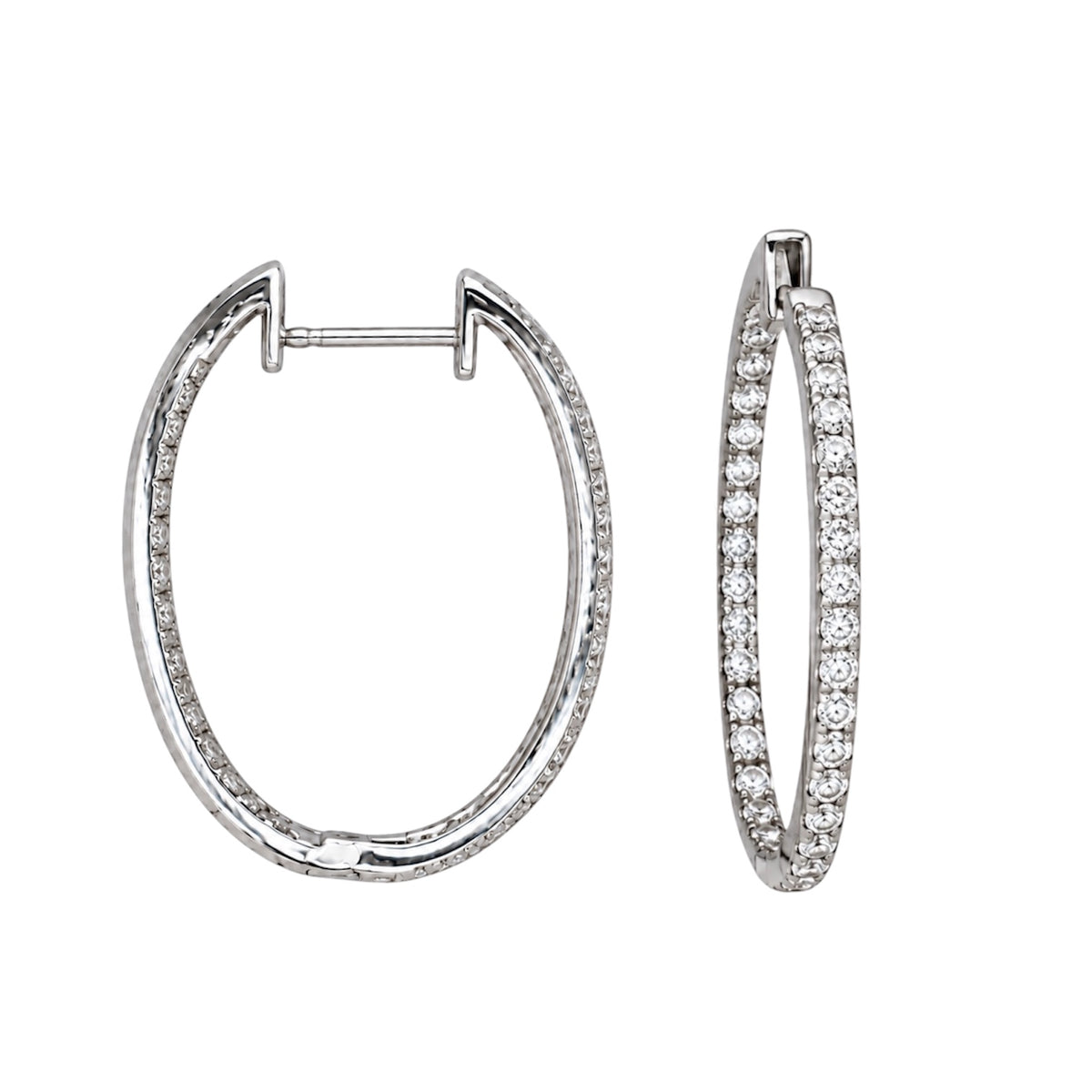 18K White Gold 2.35 Ct Diamond Hoop Earrings