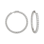 14K White Gold 6.35 CT Round Lab-Grown Diamond Hoop Earrings