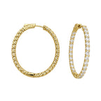 14K Yellow Gold 3.66 Ct Round Diamond Oval Hoop Earrings