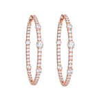 14K Rose Gold 3.00 Ct Diamond Inside-Out Hoop Earrings