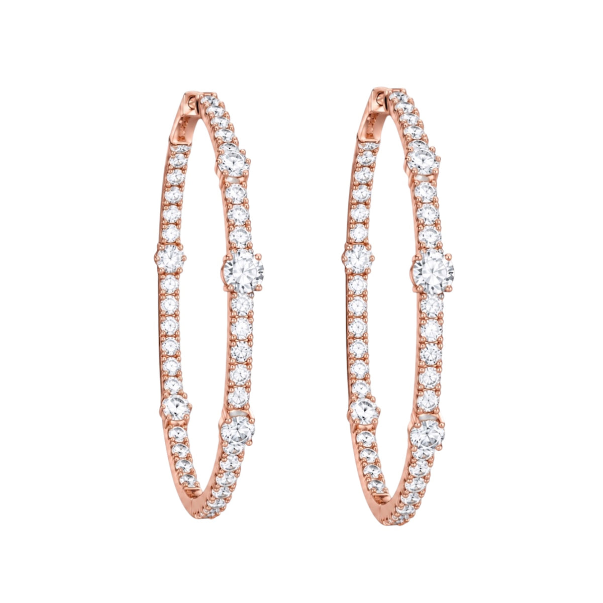 14K Rose Gold 3.00 Ct Diamond Inside-Out Hoop Earrings