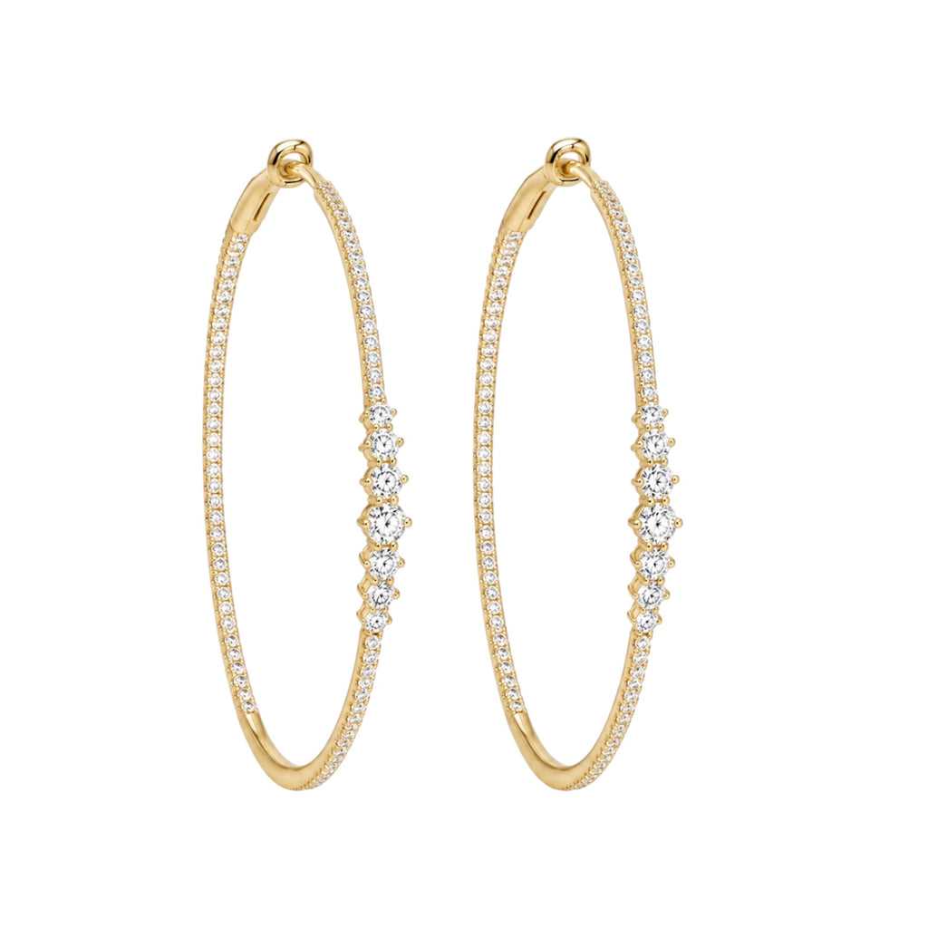 14K Yellow Gold 0.91 Ct Diamond Hoop Earrings