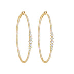 14K Yellow Gold 0.91 Ct Diamond Hoop Earrings