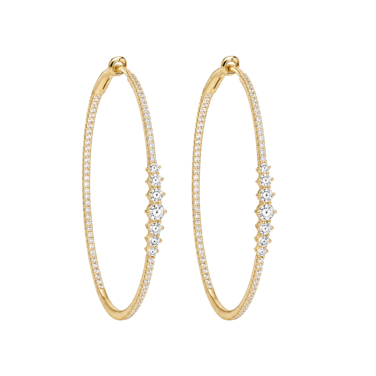 14K Yellow Gold 0.91 Ct Diamond Hoop Earrings