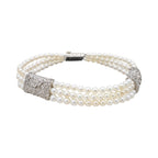 18K White Gold 1.00 Ct Diamond & Pearl Bracelet