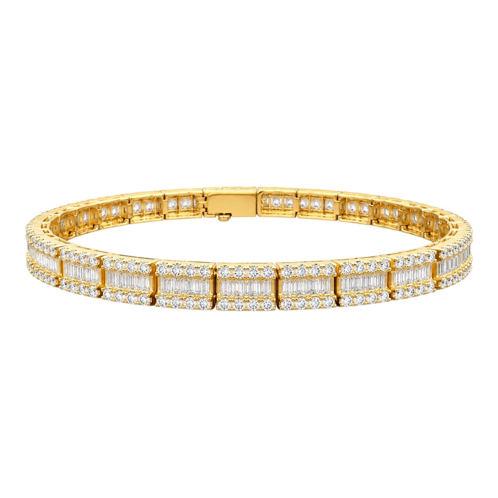 14K Yellow Gold 3.77 CT Baguette & Round Diamond Bracelet