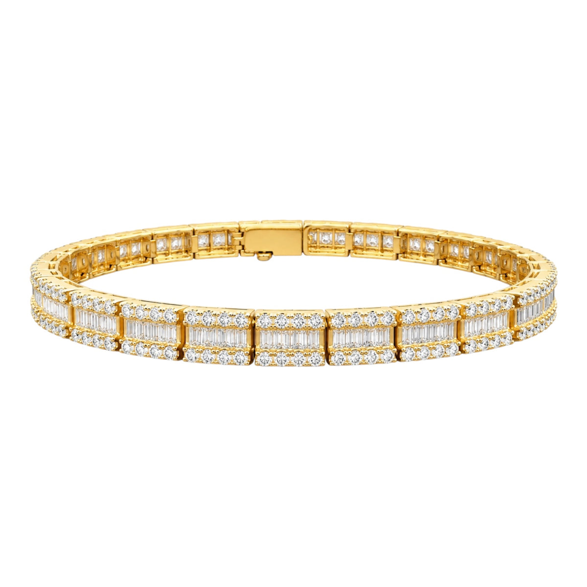 14K Yellow Gold 3.77 CT Baguette & Round Diamond Bracelet