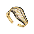 14K Yellow Gold 5.72 Ct Multi-Color Diamond Wave Cuff Bracelet