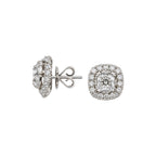 14K White Gold 3.21 Ct Cushion Cut & Round Diamond Stud Earrings