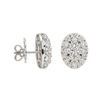 18K White Gold 2.76 Ct Natural Diamond Oval Stud Earrings