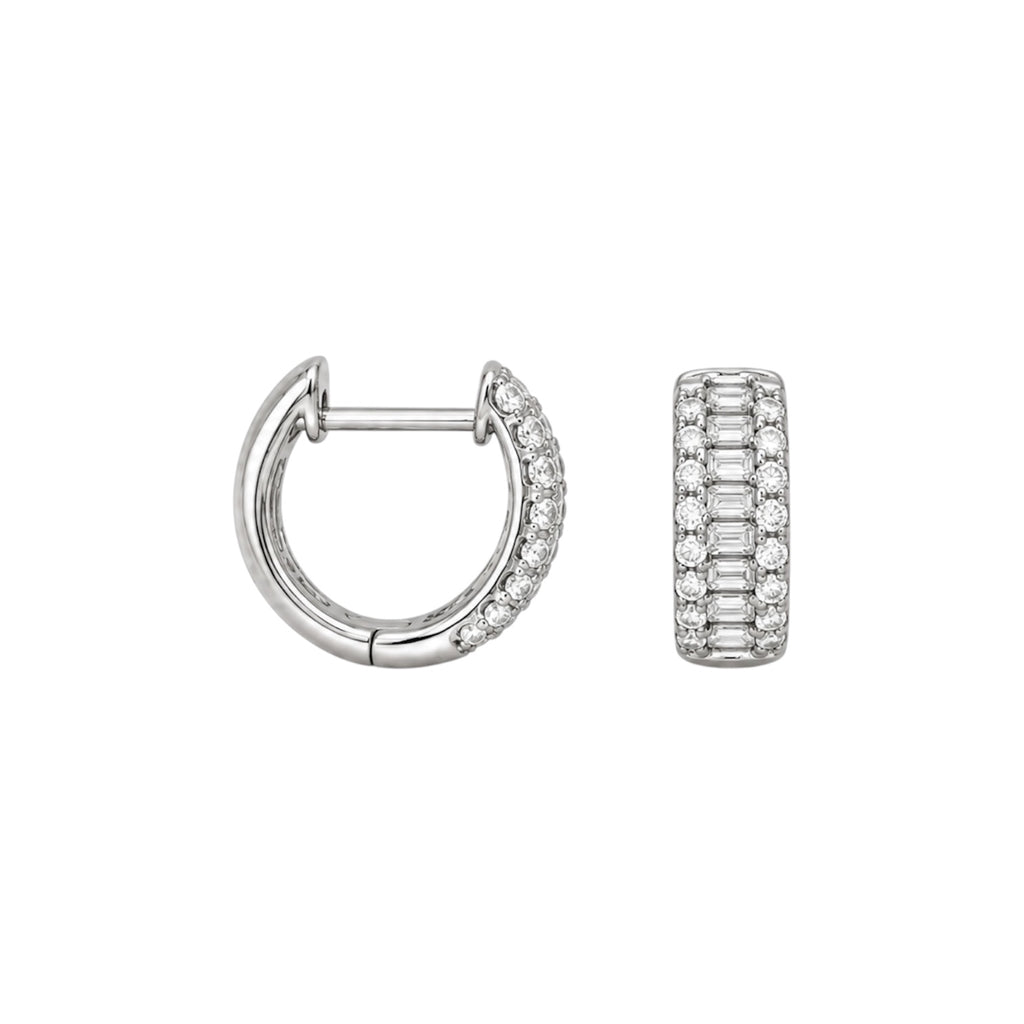 4K White Gold 0.31 CT Diamond Huggie Earrings