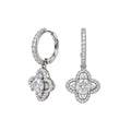 18K White Gold 1.50 Ct Diamond Clover Drop Earrings