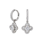 18K White Gold 1.50 Ct Diamond Clover Drop Earrings