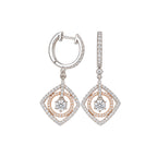 14K Two-Tone White and Rose Gold Diamond Earrings – 0.41 CT