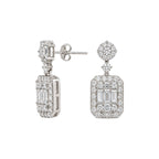 14K White Gold Diamond Drop Earrings – 3.07 CT