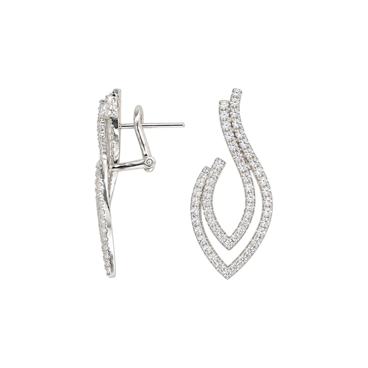14K White Gold 2.00 CT Diamond Double Teardrop Earrings