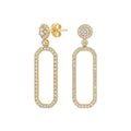 14K Yellow Gold 1.20 CT Diamond Open Rectangle Earrings