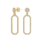 14K Yellow Gold 1.20 CT Diamond Open Rectangle Earrings