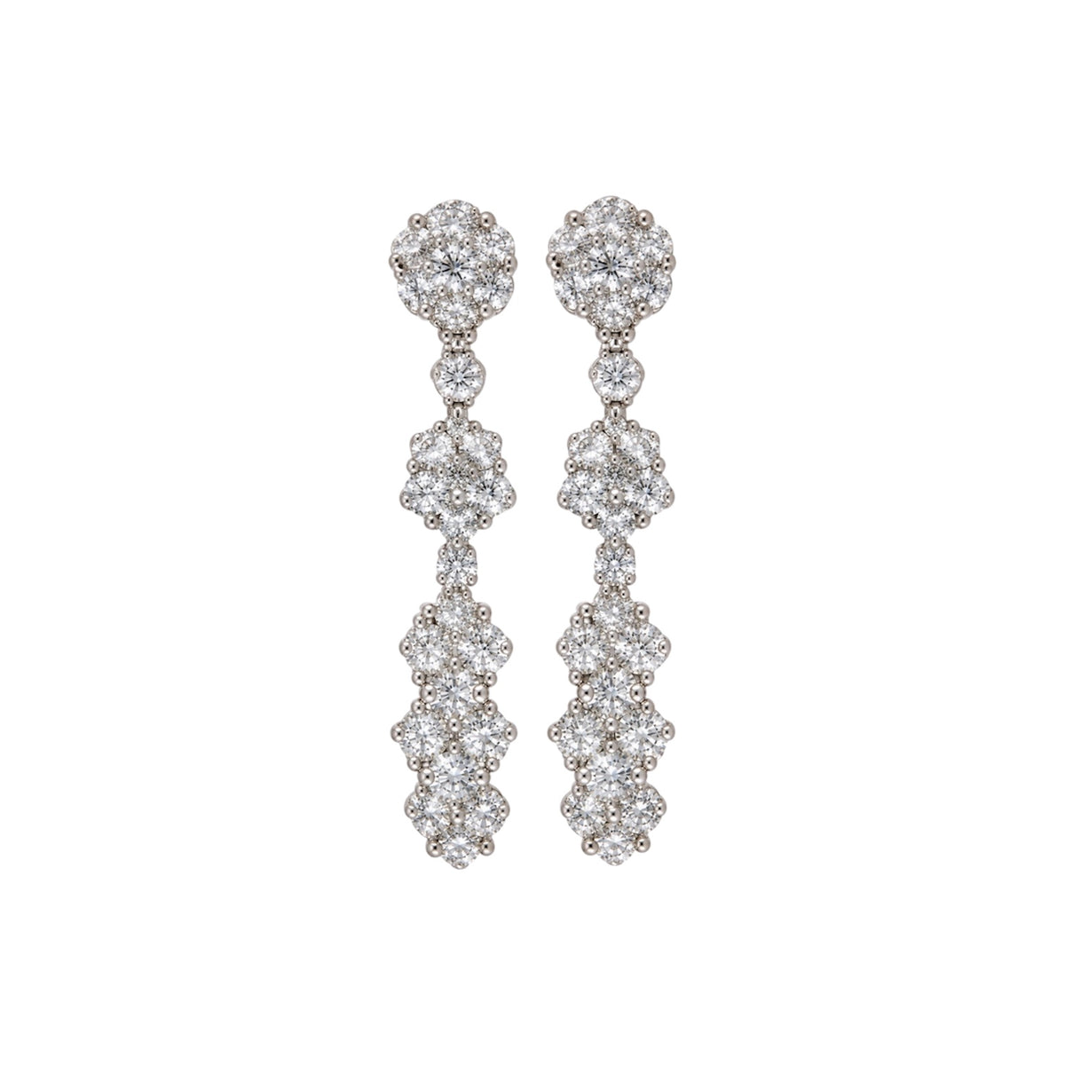 14K & 18K White Gold 2.60 Ct Diamond Earrings