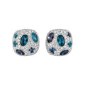 14K White Gold 2.48 Ct Blue Topaz &  0.37 Ct Diamond Earrings
