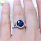 Fancy Deep Blue Diamond 2.37cts In Platinum Split Shank Halo Setting RDER098