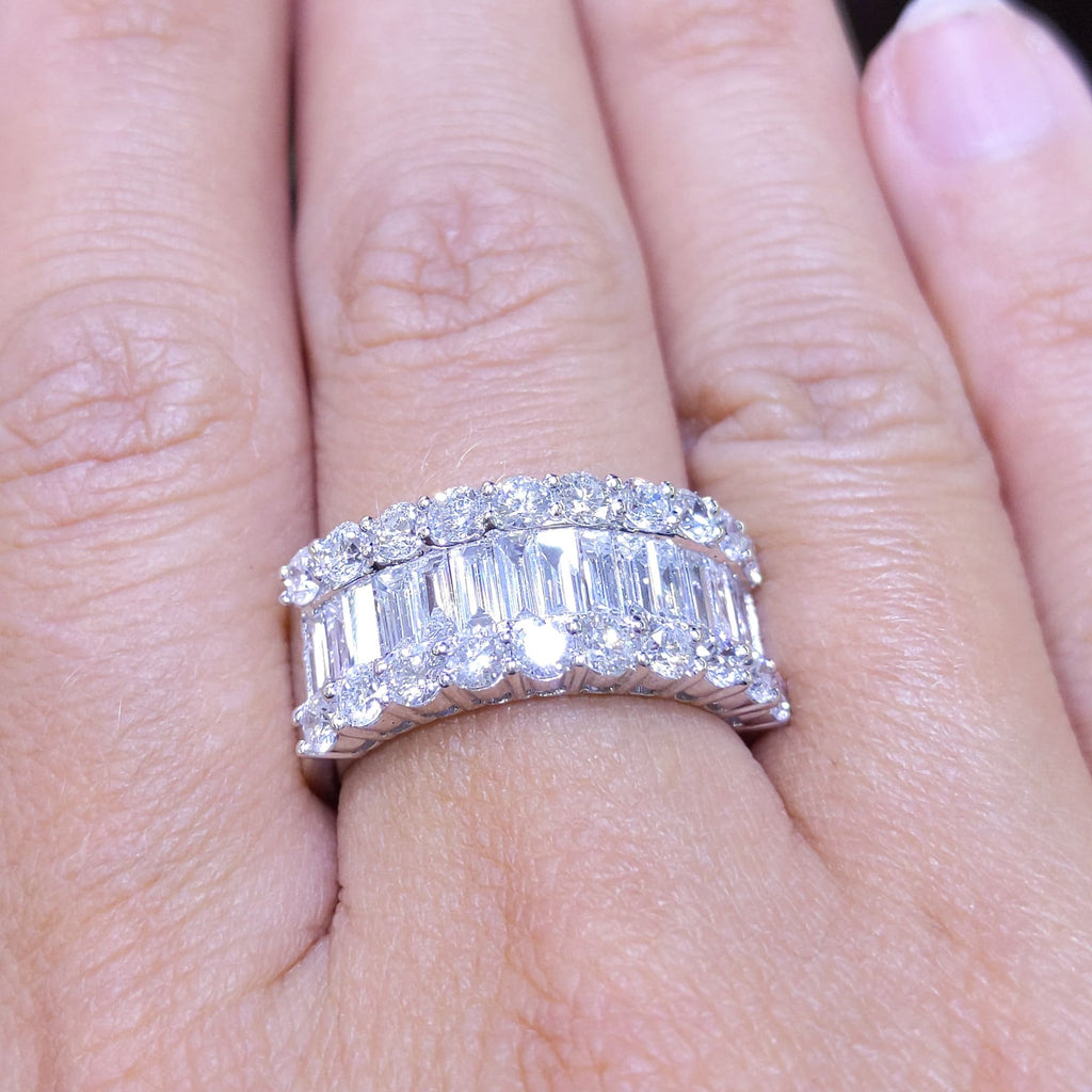 Diamond Engagement Ring, Anniversary gift, Promise ring, 2.65CT Round and Baguette Shaped Diamonds Band (etsy image id: 2721575046)