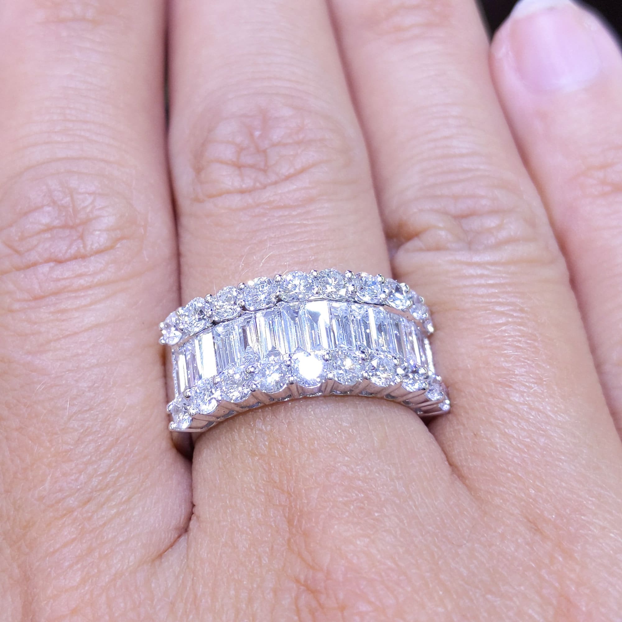 Diamond Engagement Ring, Anniversary gift, Promise ring, 2.65CT Round and Baguette Shaped Diamonds Band (etsy image id: 2721575046)