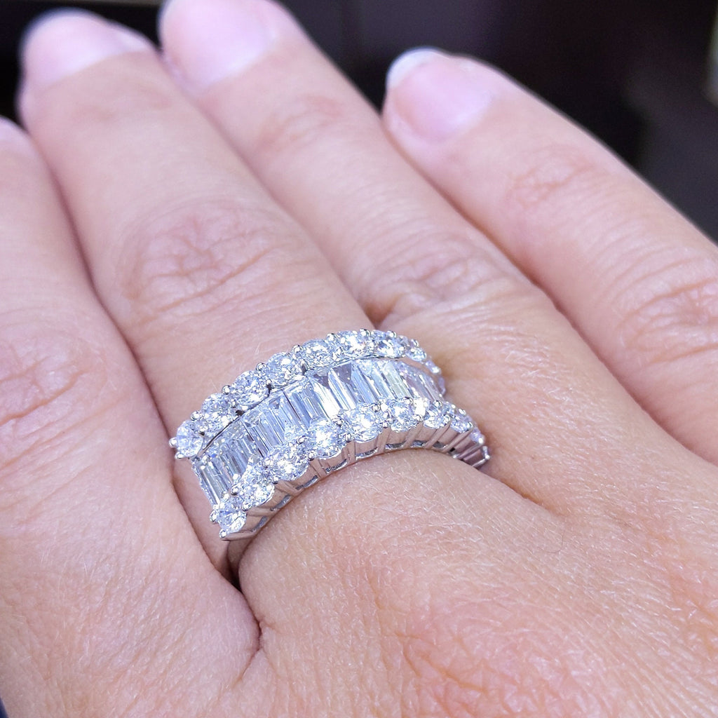 Diamond Engagement Ring, Anniversary gift, Promise ring, 2.65CT Round and Baguette Shaped Diamonds Band (etsy image id: 2721578916)