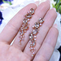 Oval Morganites Round Pink Sapphires and White Round Diamonds Dangling 18K Rose Gold Earrings (etsy image id: 2738773972)