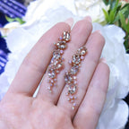 Oval Morganites Round Pink Sapphires and White Round Diamonds Dangling 18K Rose Gold Earrings (etsy image id: 2738774058)