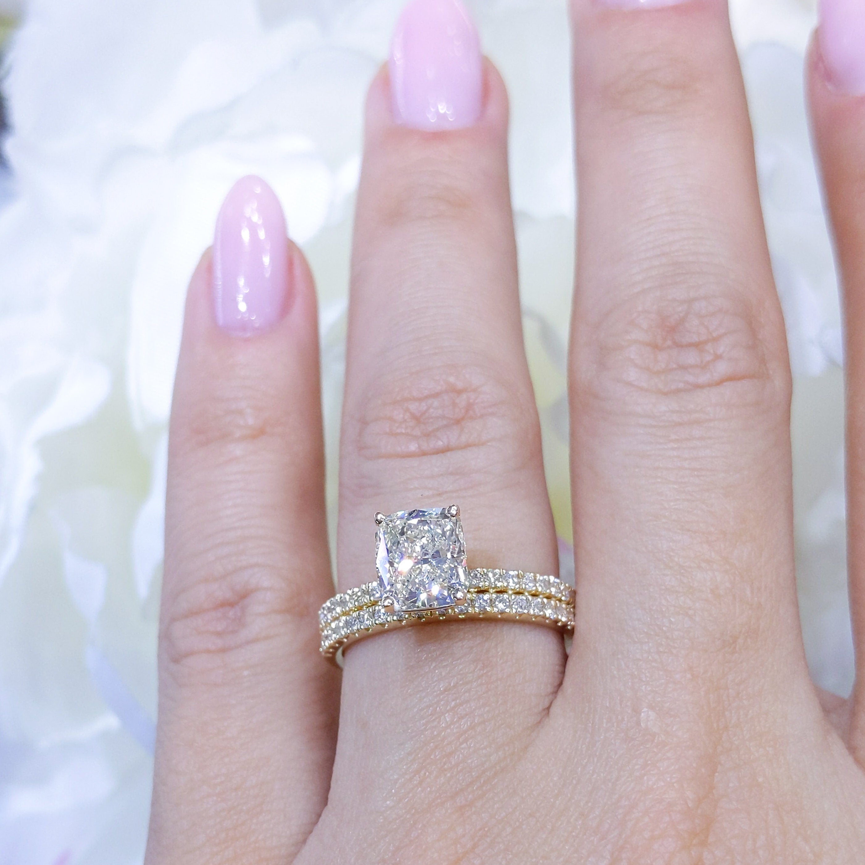 GIA Certified 1.74ct Engagement Ring In 14K Yellow Gold With Perfect Match Wedding Band (etsy image id: 2738930620)