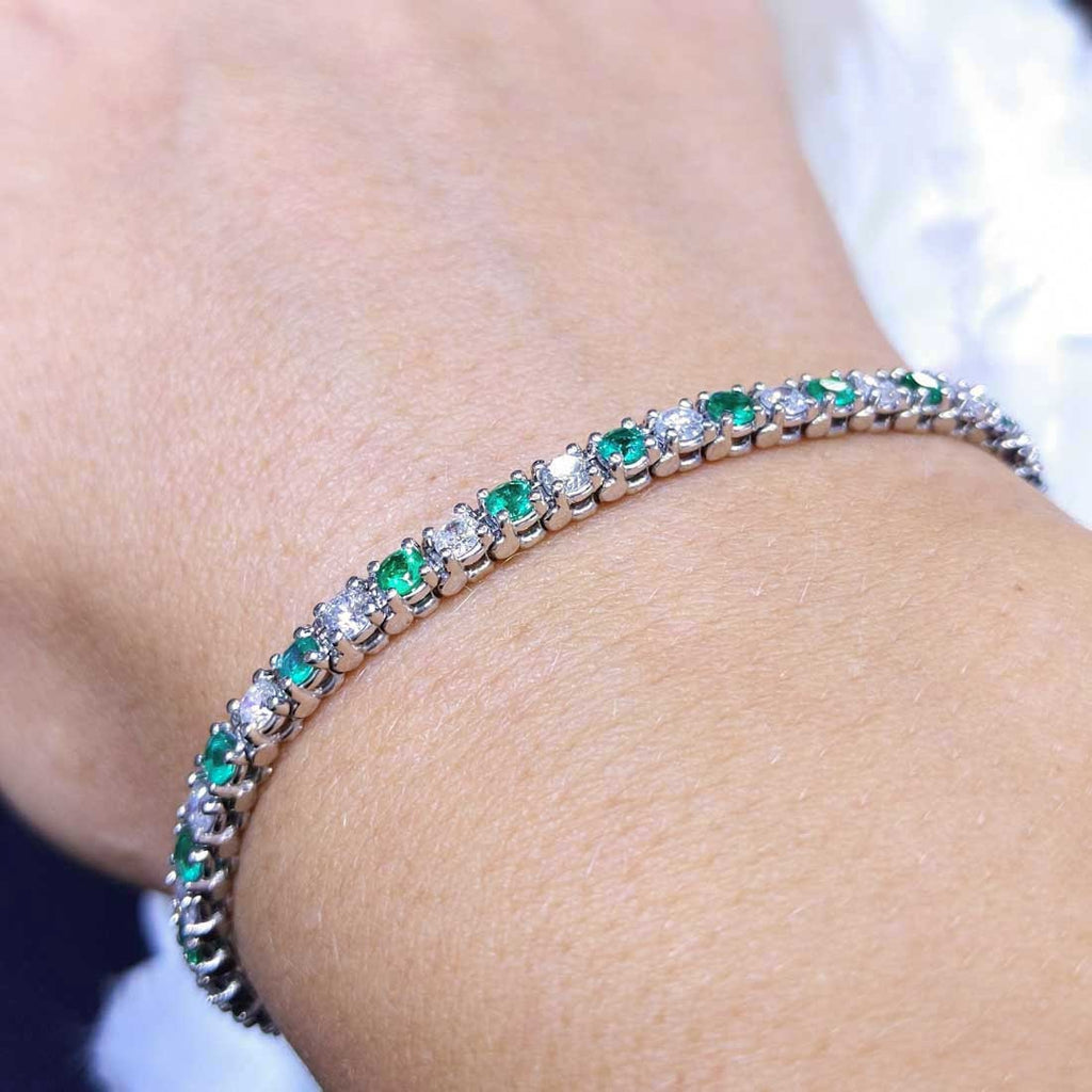 Emerald and Diamond Tennis Bracelet (etsy image id: 2747204302)