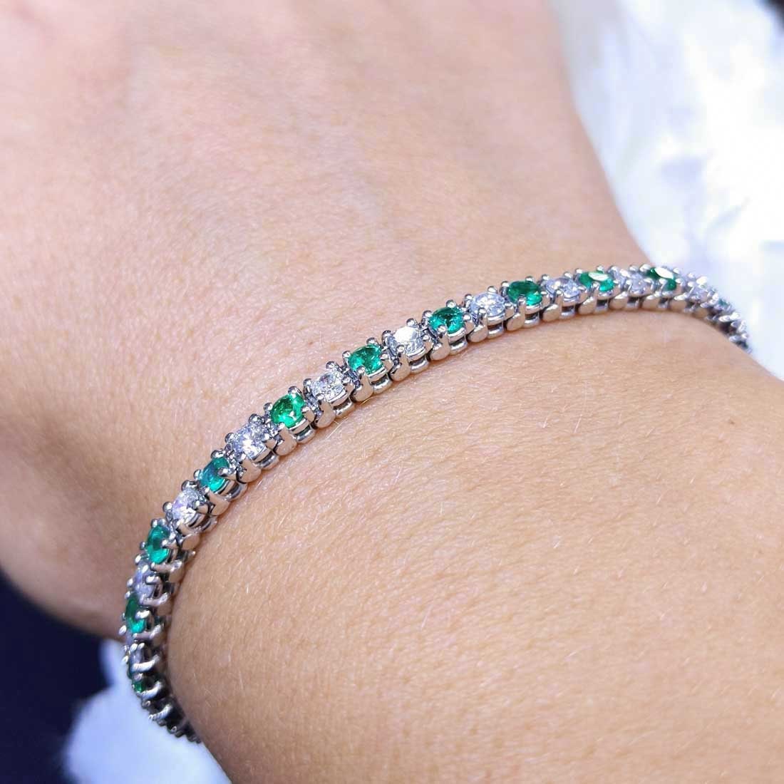 Emerald and Diamond Tennis Bracelet (etsy image id: 2747204302)