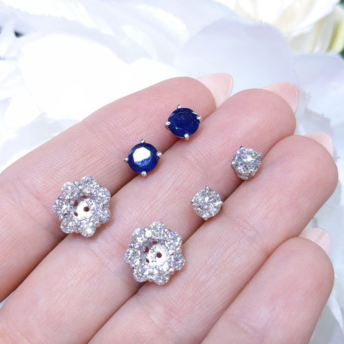 1.15ct Diamond Jackets With 1.20ct Natural Blue Sapphires And 1.03ct Diamond Studs Earrings (etsy image id: 2747220916)