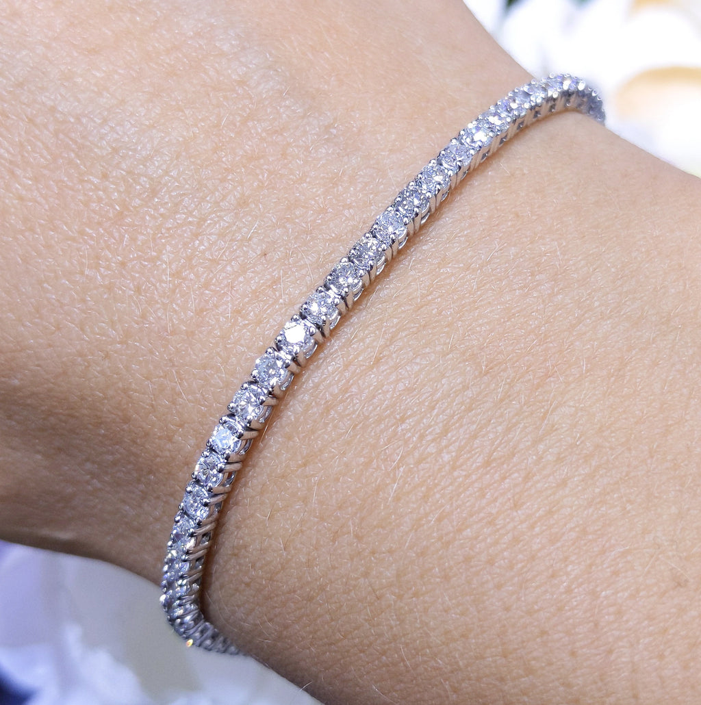High Quality 3.30ct Natural Round Diamonds 14K White Gold Tennis Bracelet __etsy:2747257894