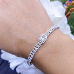 0.96ct Baguette and Round Cut Diamond Bangle in 14K White Gold (etsy image id: 2747353820)