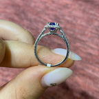 Exquisite Sapphire and Diamond Engagement Ring in 18K White Gold (etsy image id: 2750044185)
