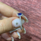 Exquisite Sapphire and Diamond Engagement Ring in 18K White Gold (etsy image id: 2750044353)