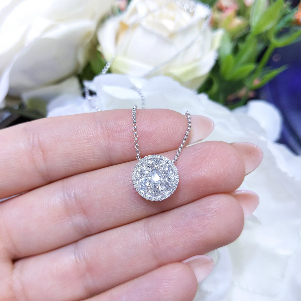 Invisible Set E Color 1.06cts Round Diamond Cluster Inside A Halo Pendant (etsy image id: 2752061170)