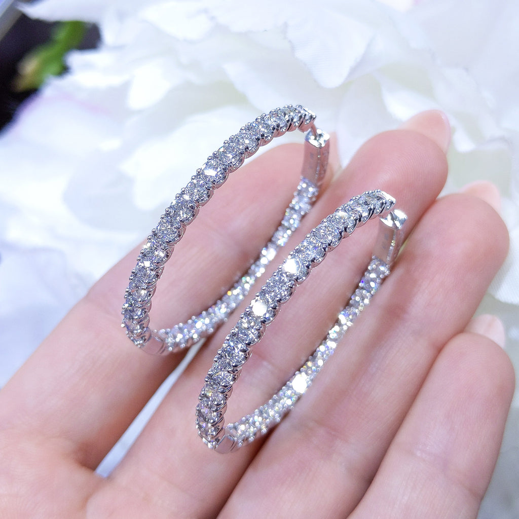 Inside Out Lab Diamond Hoops 5.50cts Prong-Set In 14K White Gold Earrings (etsy image id: 2761510186)