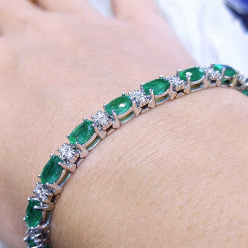 10.22CT Green Emerald and Diamond Bracelet (etsy image id: 2761743814)