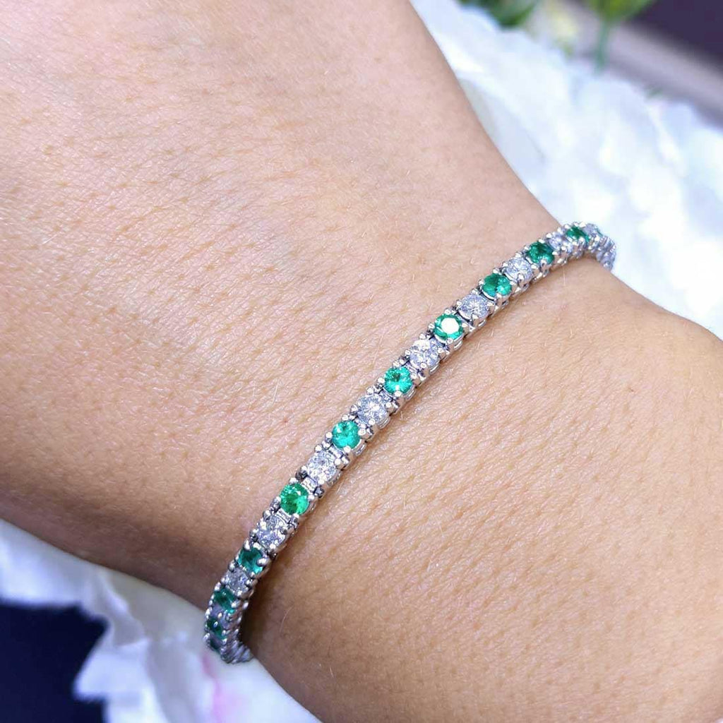 Emerald and Diamond Tennis Bracelet (etsy image id: 2794908985)