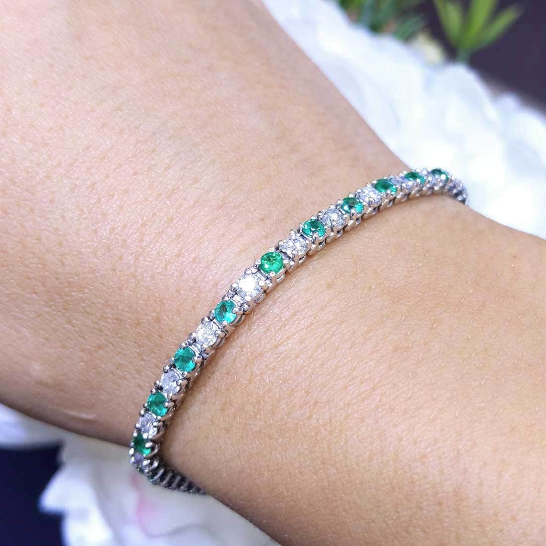 Emerald and Diamond Tennis Bracelet (etsy image id: 2794909051)