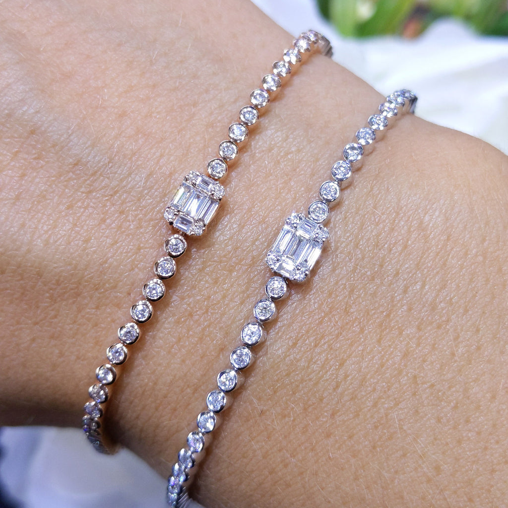 Tennis Bracelet with Rounds and Baguettes diamonds (etsy image id: 2794947277)