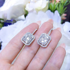 Baguettes And Rounds 2.19cts Cluster In A Halo Diamond Dangling Earrings (etsy image id: 2809192913)
