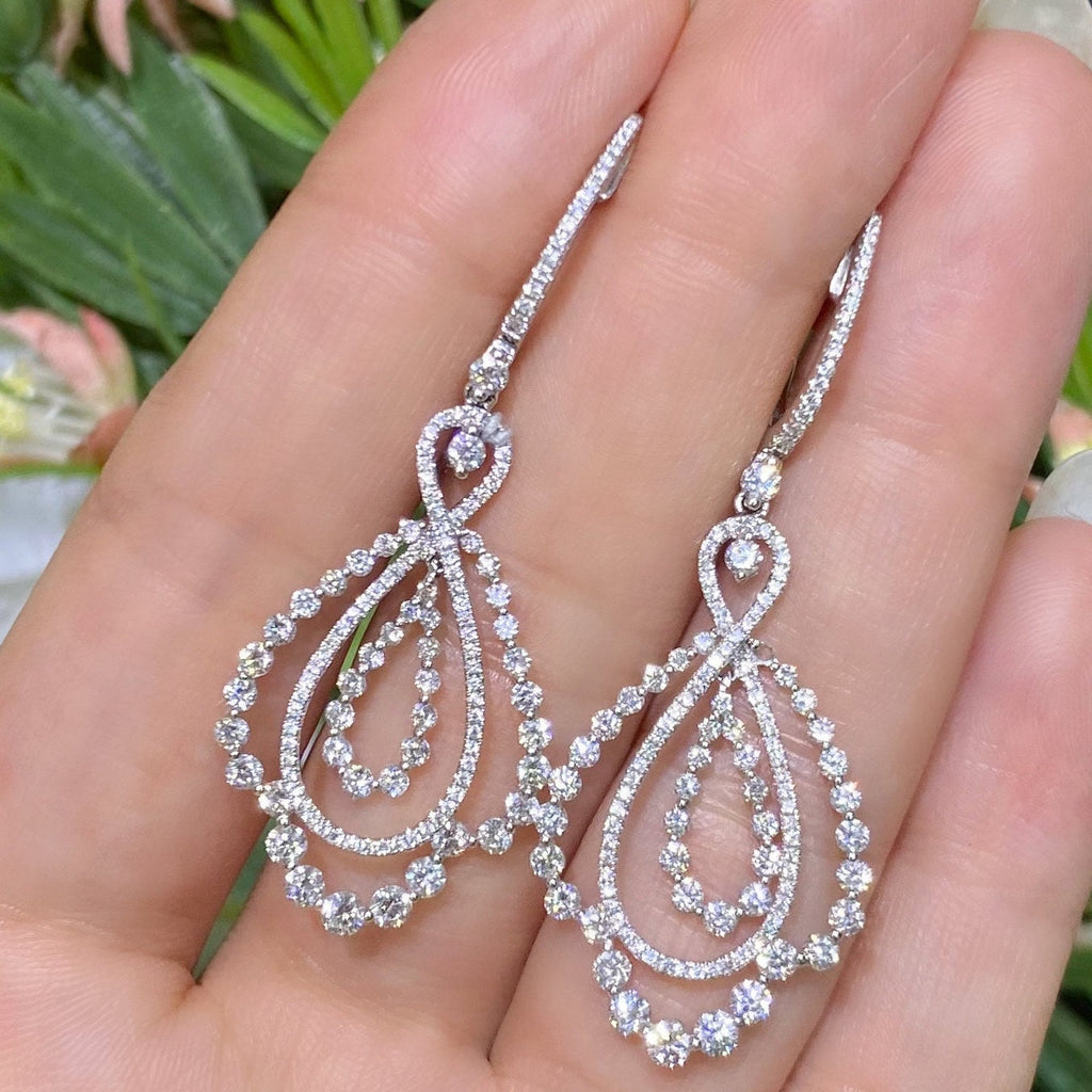 Exquisite 3.02ct Round Diamond Dangle Earring 18k White Gold (etsy image id: 2809279003)
