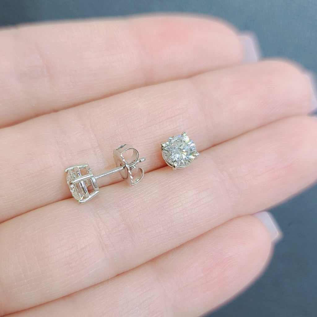 1.42ct clarity enhanced round cut diamonds studs in 14k White gold (etsy image id: 2831921732)