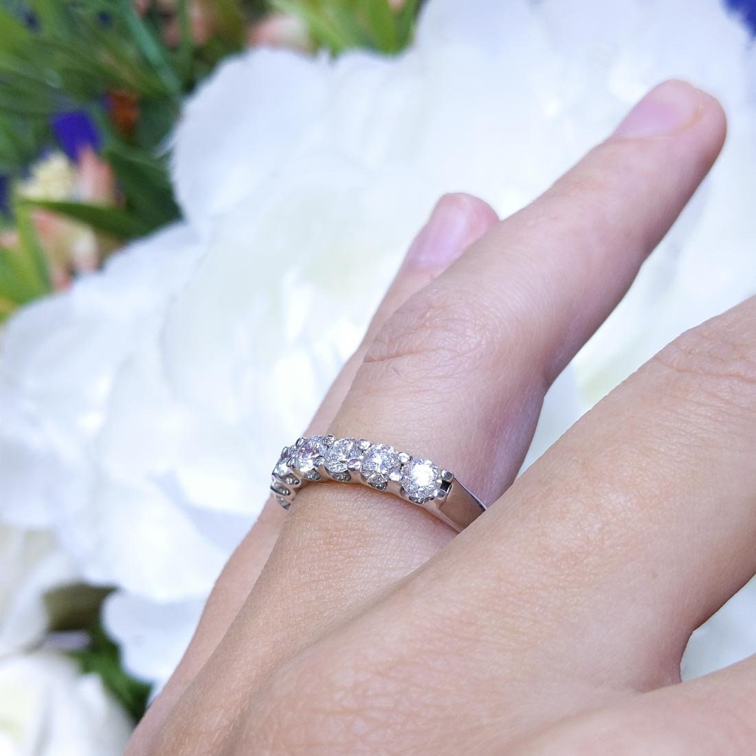 1.25 CT Round Diamond 14K White Gold Band (etsy image id: 2864001898)