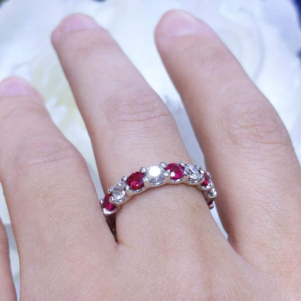 White Gold Diamond and Ruby Alternating Full Circle Eternity Band Ring (etsy image id: 2864047310)