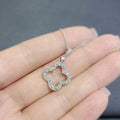 0.75 ct round cut diamonds clover pendant in 18k white gold (etsy image id: 2892502395)
